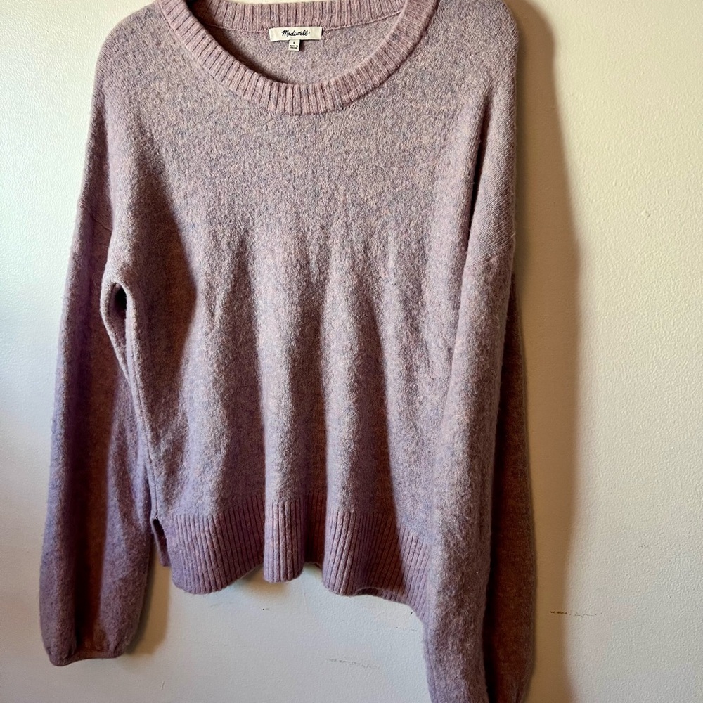 Madewell Payton Heather Lilac Pullover Sweater in Coziest Yarn - Picture 3 of 6